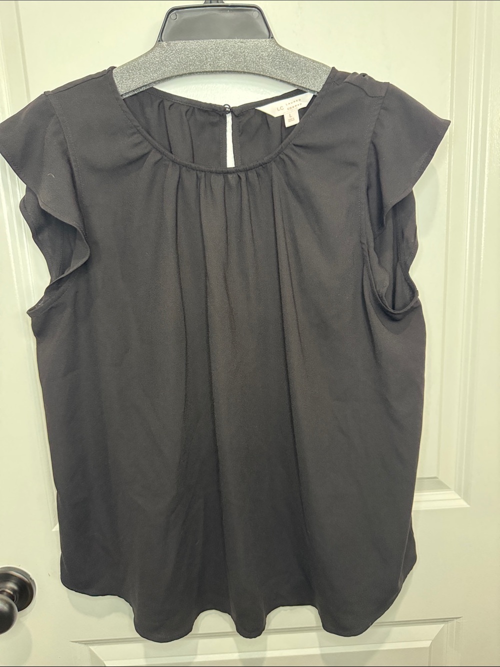 LC Lauren Conrad Black Ruffle Sleeve Blouse